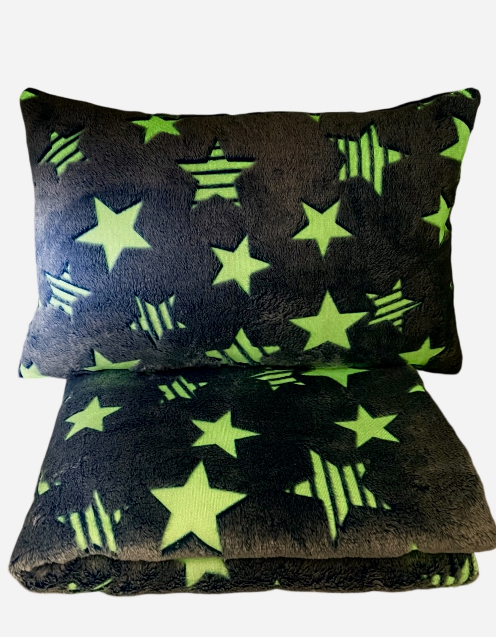 Komplet_Kocyk_Poduszka_Gwiazdy_niebieskie_swiecace_w_ciemnosci