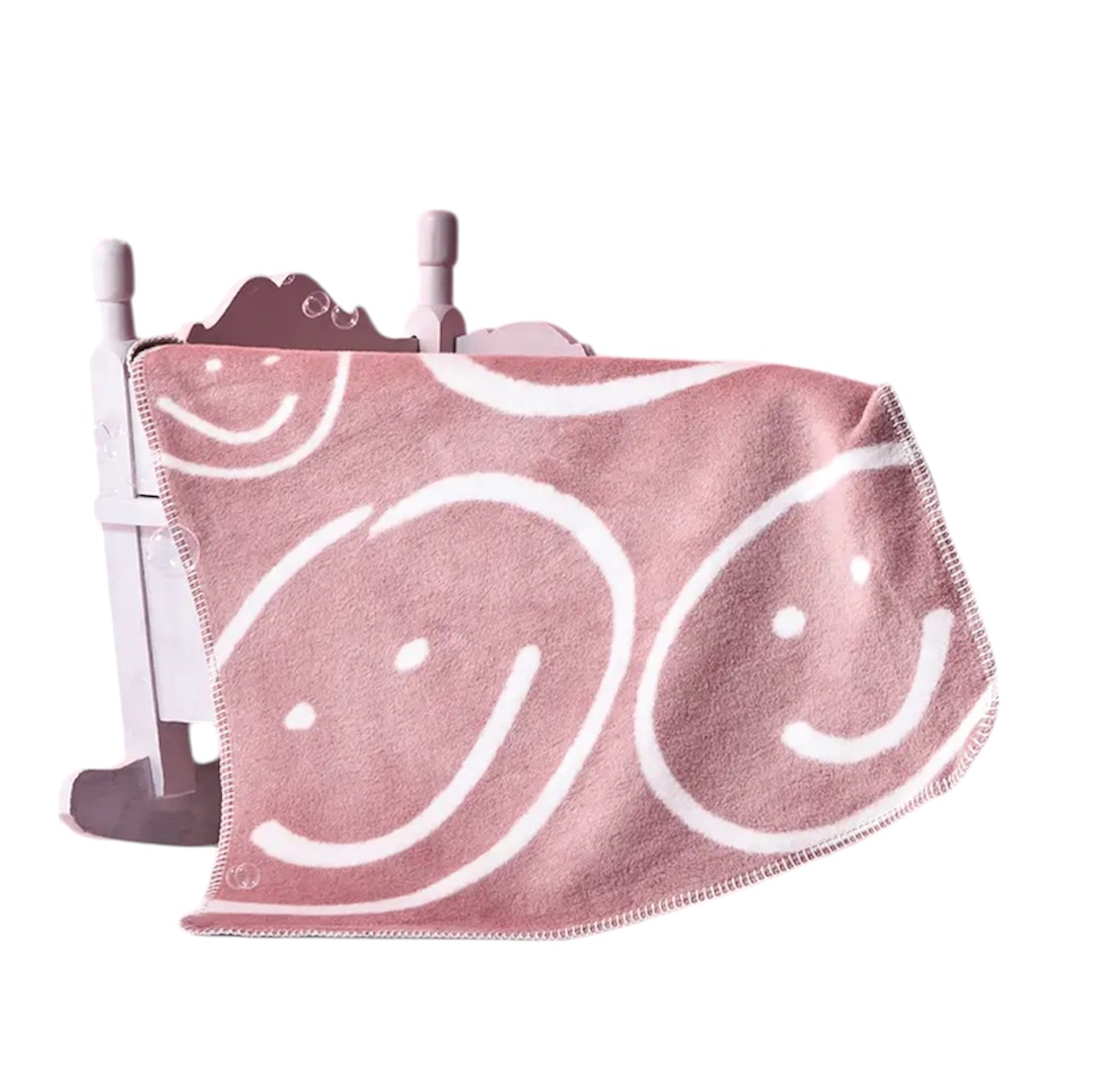 Koc_bawelniany_Little_Clouds_wzor_Buzki_brudny_roz_75x100Cm