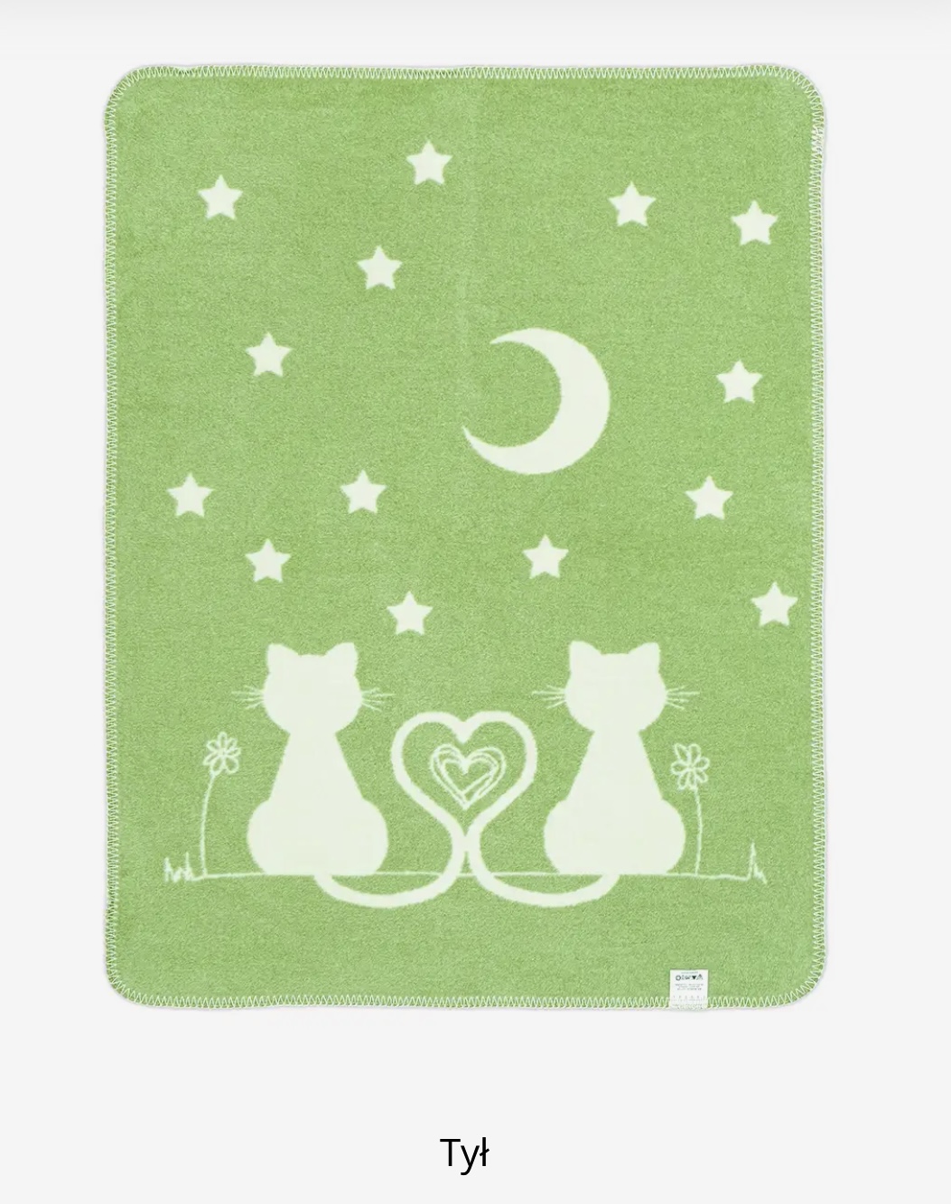 Koc_bawelniany_Little_Clouds_wzor_Kotki_zielone_75x100