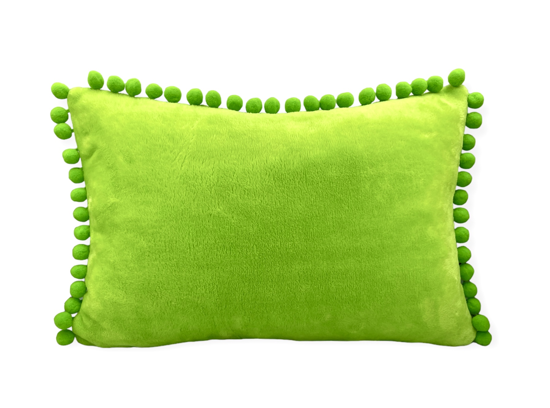 Poduszka_plusz_Minky_z_pomponami_limonka_