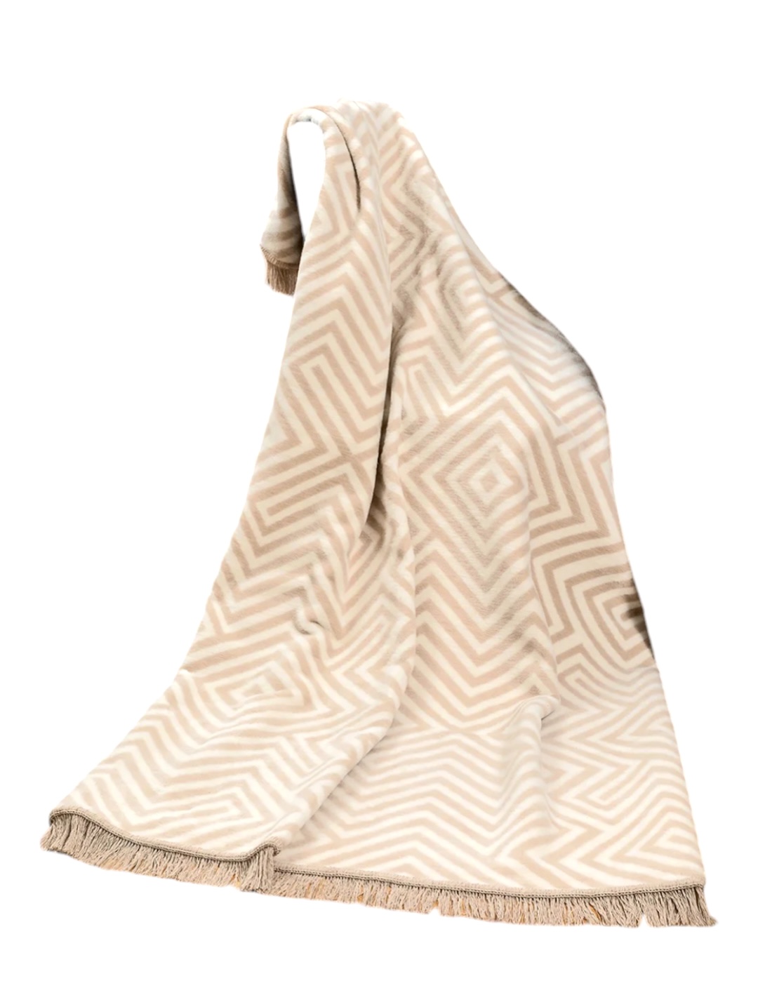 Koc_bawelniany_Cotton_Cloud_wzor_labirynt_w_bezu