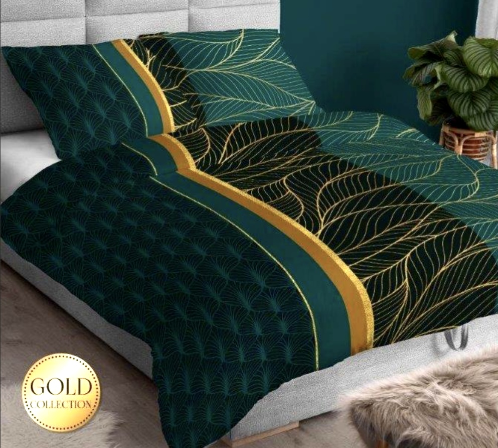 Komplet_poscieli_satyna_lux_wzor_liscie_ciemna_zielen