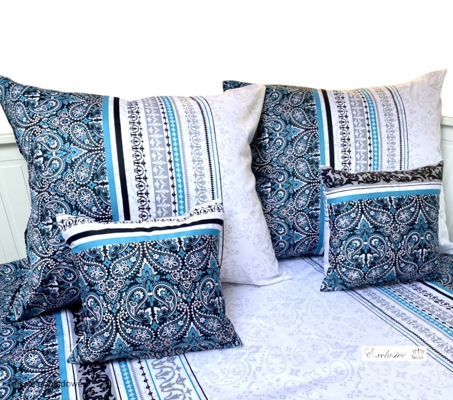 Komplet_poscieli_satyna_100%_bawelna_lux_wzor_folk_turkus