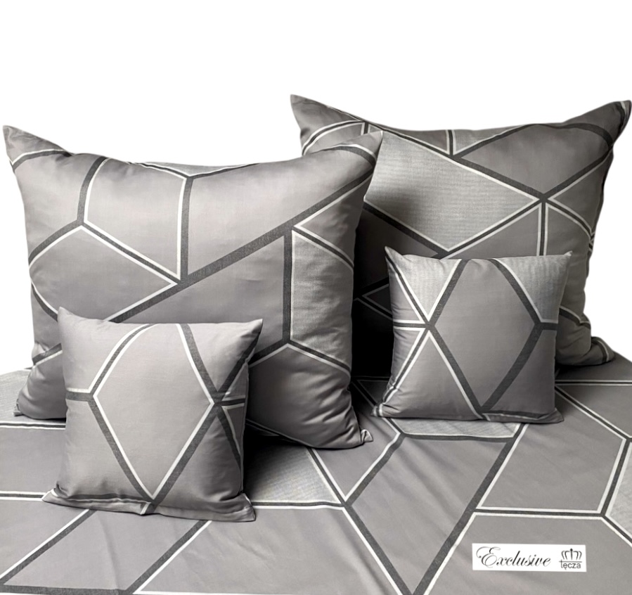 Komplet_poscieli_satyna_lux_100%_bawelna_wzor_romby_na_szarym