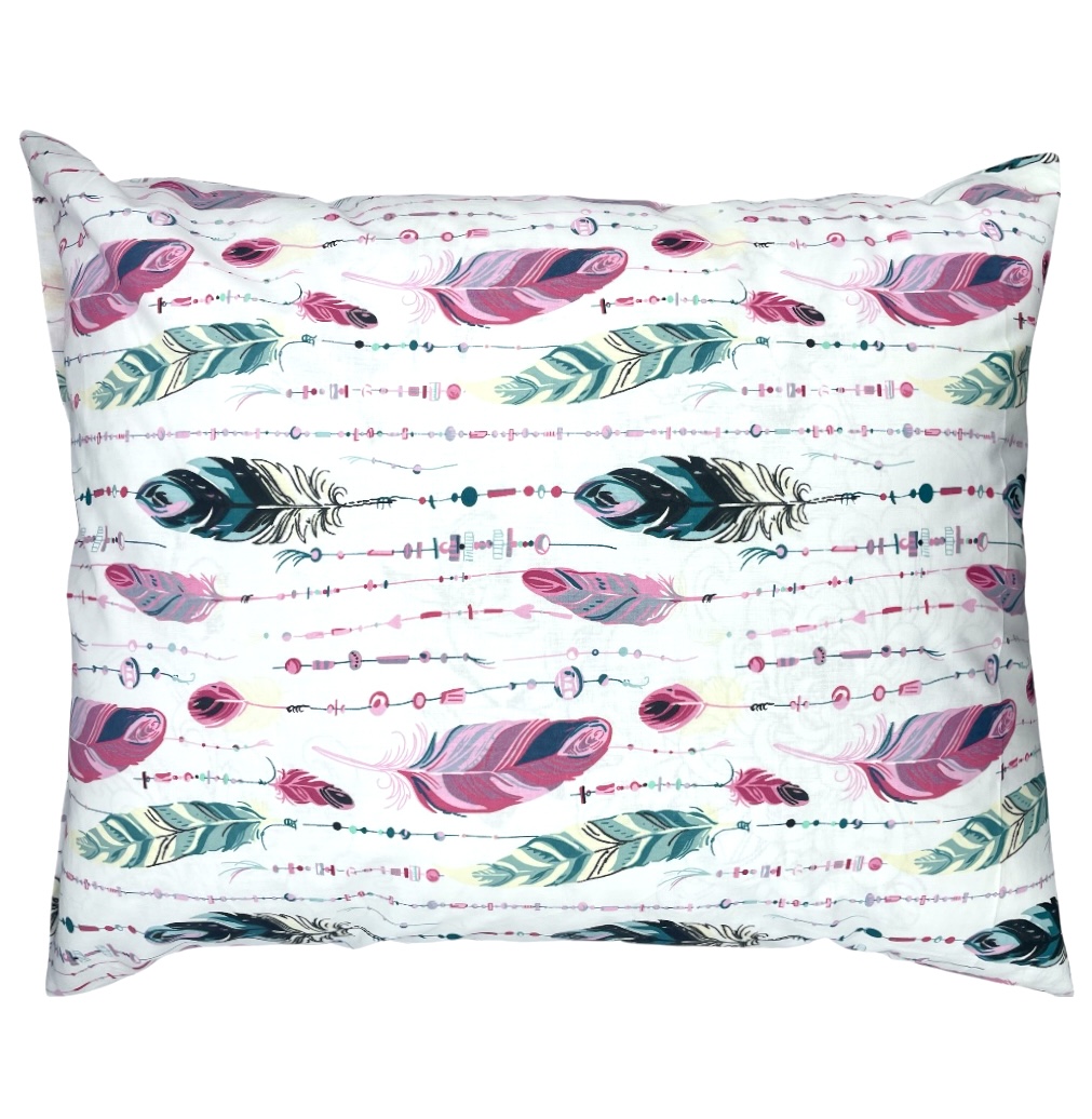 Poszewka_100%_bawelny_wzor_piorka_rozowe