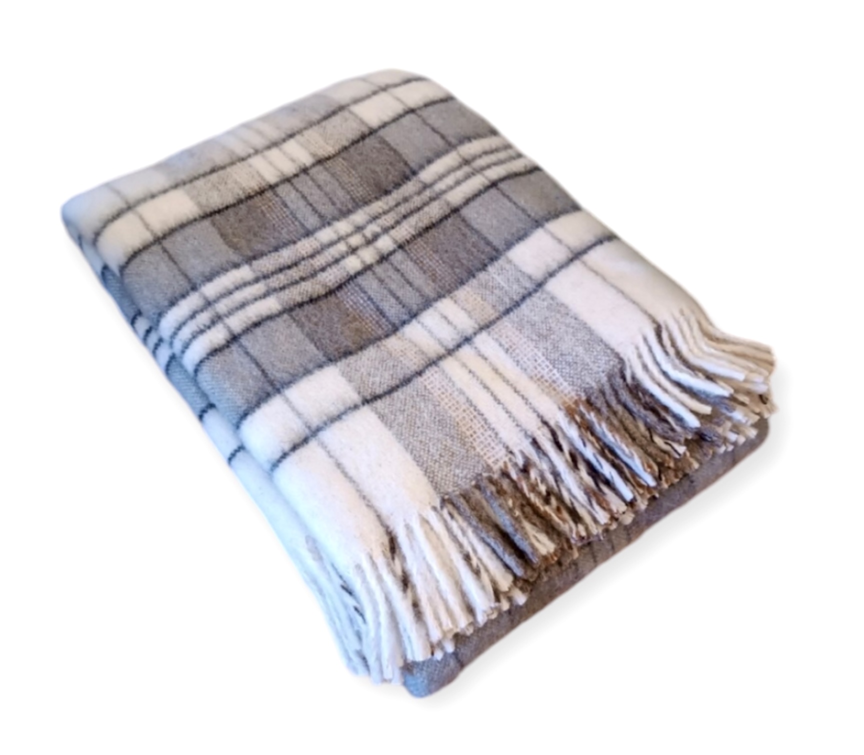 Koc_100%_welna_150x200_krata_bialo-kamelowo-szary