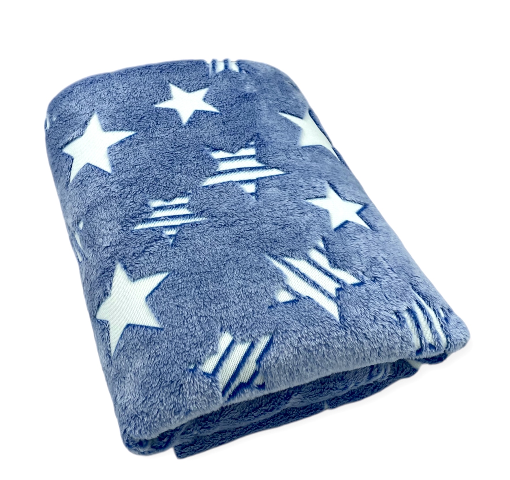 Kocyk_wzor_Gwiazdy_niebieski_swiecacy_w_ciemnosci