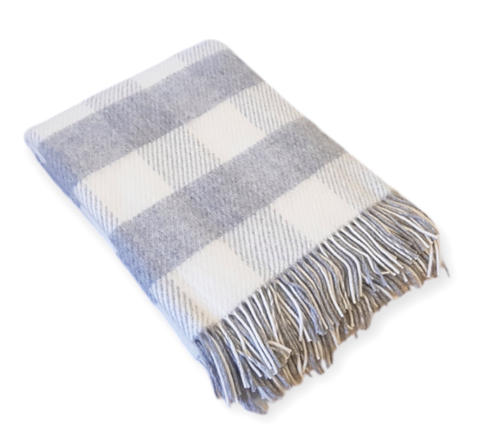 Koc_z_welny_jagniecej_szachownica_szara_diagonal_150x200cm_600g