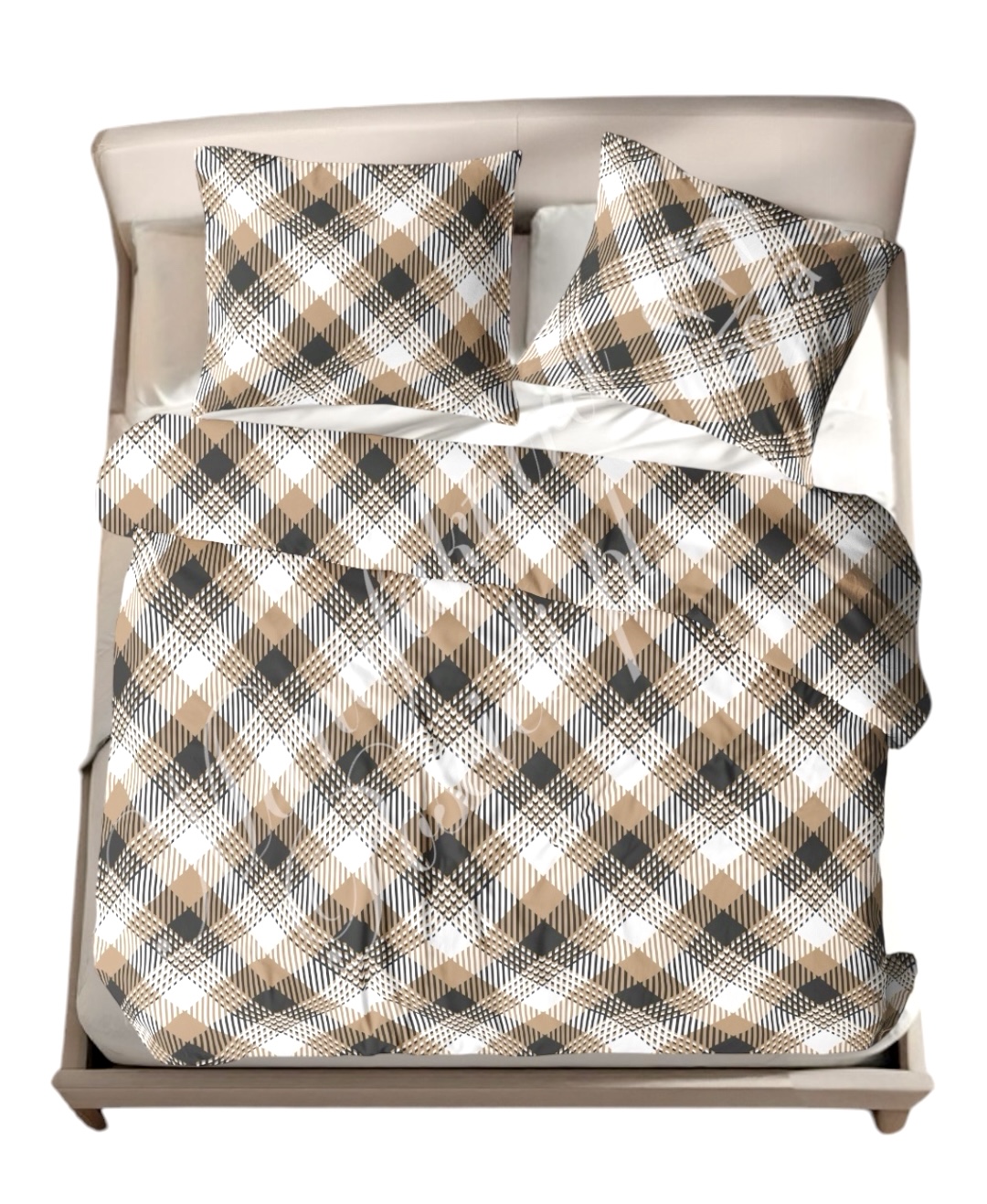 Komplet_poscieli_100%_bawelna_premium_krata_czarno-bezowo-biala