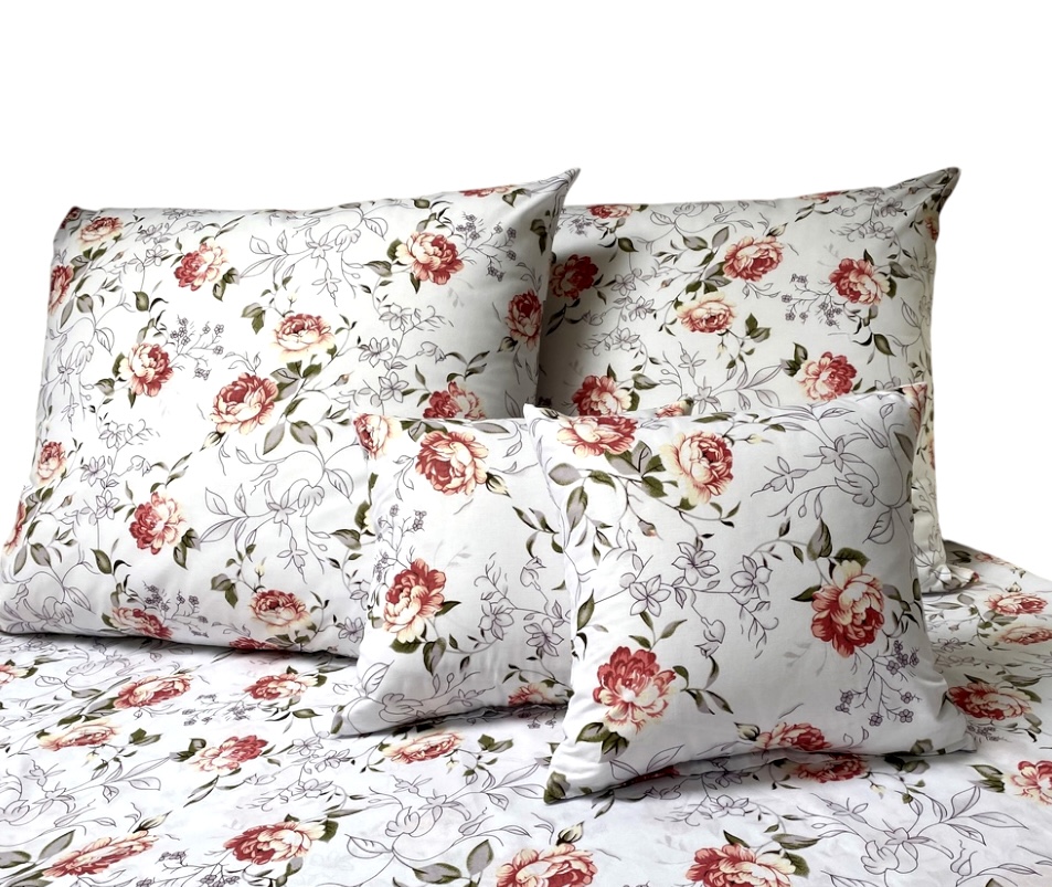 Komplet_poscieli_100%_bawelna_wzor_kwiaty_amarant