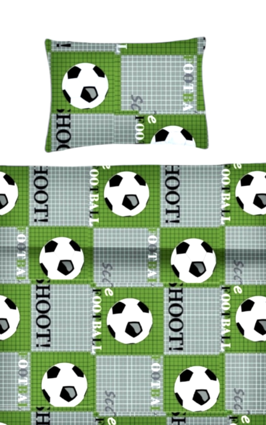 Komplet_poscieli_100%_bawelna_160x200_wzor_pilka_nozna_zielona