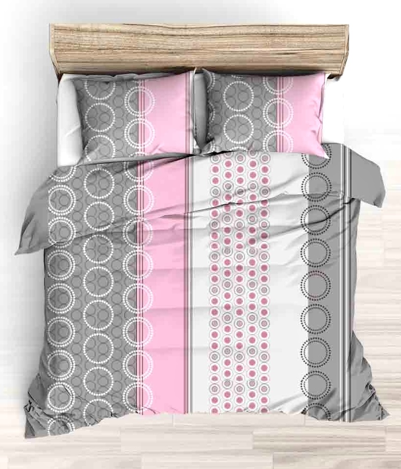Komplet_poscieli_kora_premium_100%_bawelny_160x200cm_wzor_kola_szaro-rozowy