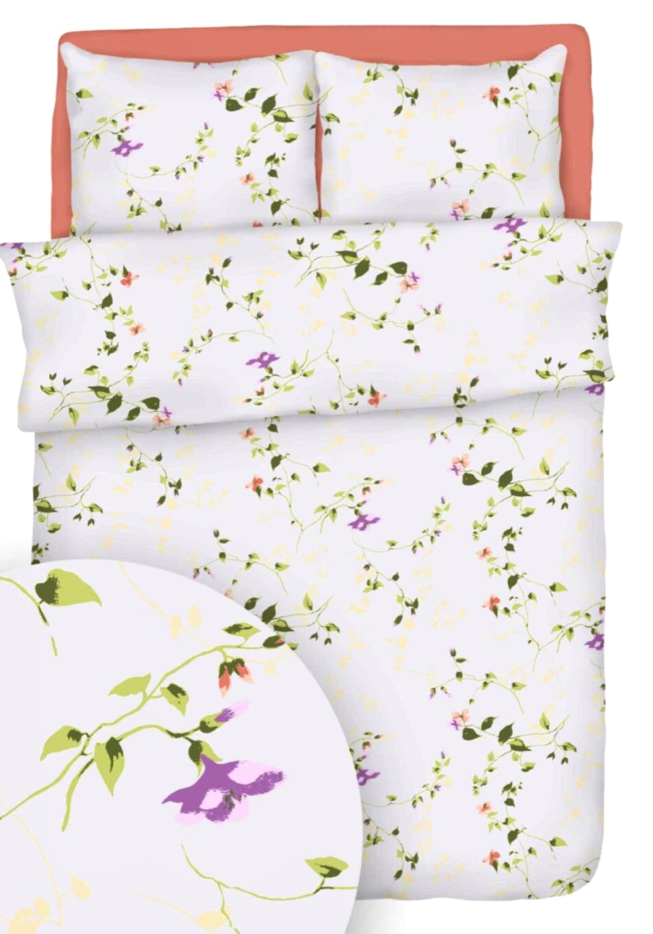 Komplet_poscieli_kora_premium_100%_bawelny_160x200cm_wzor_frezje_na_szarym_tle