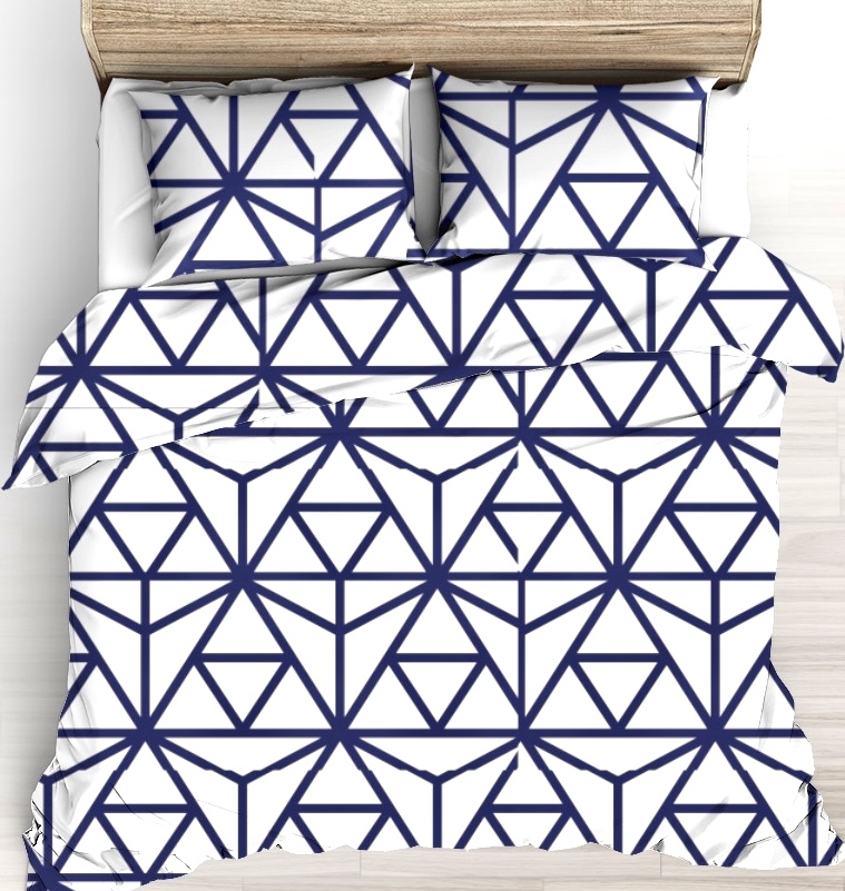 Komplet_poscieli_kora_premium_100%_bawelny_160x200cm_wzor_Geometria_granat_na_bialym