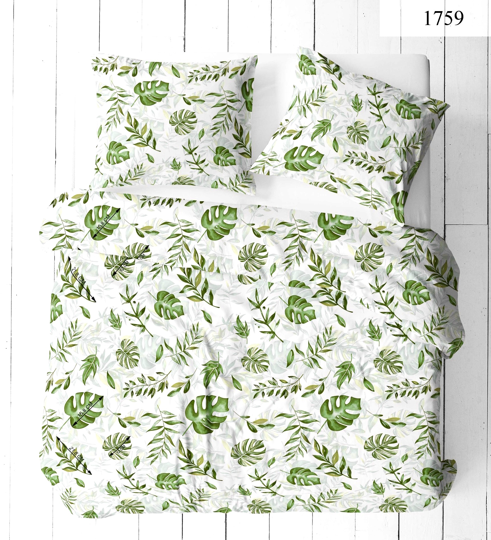 Komplet_poscieli_kora_premium_100%_bawelny_200x220cm_wzor_Liscie_monstery